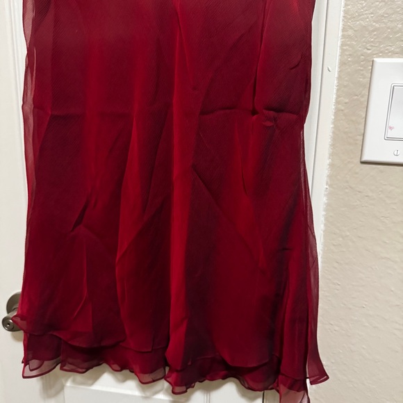 Carmen Marc Valvo 100% SILK VINTAGE Deep Red Midi Skirt - Picture 5 of 8